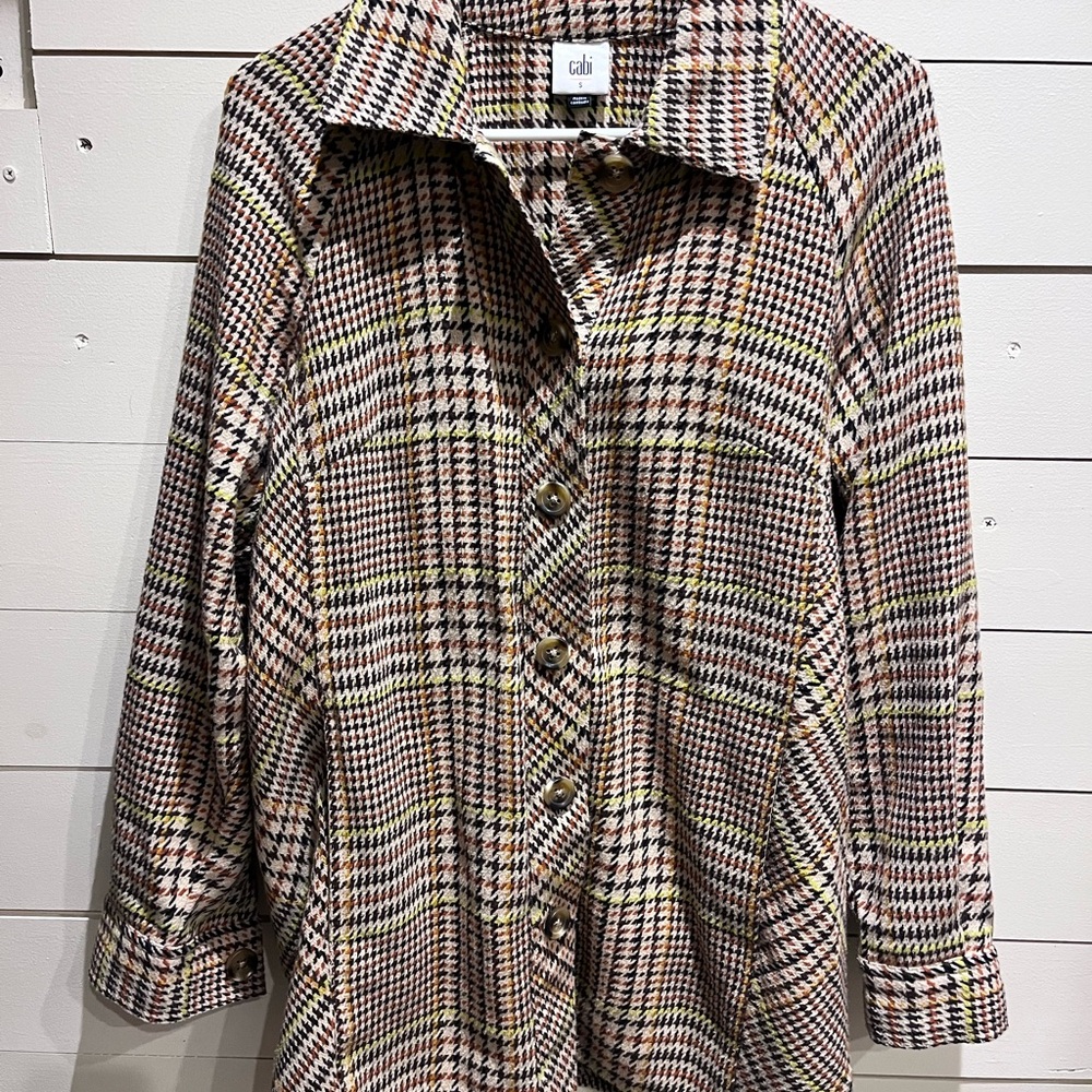 CAbi Women's Trench Coat - Black, Brown, Cream Plaid